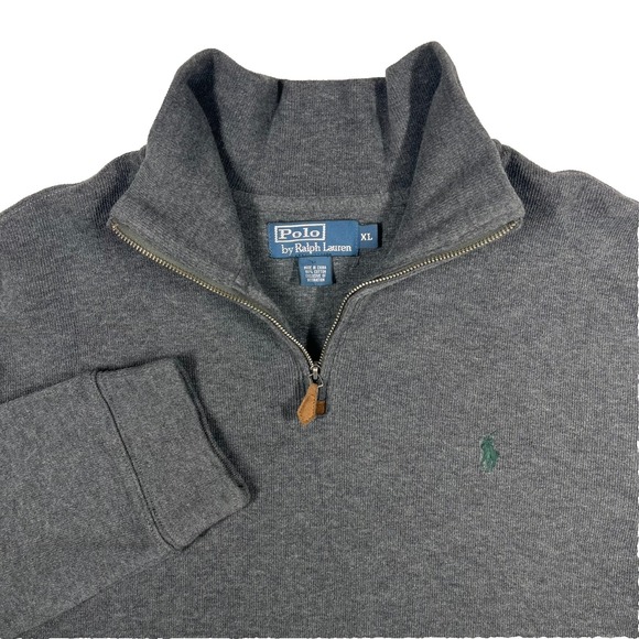 Polo Ralph Lauren 1/4 Zip Pullover Sweater Men's XL Charcoal Casual Prep *Flaw - Picture 3 of 10